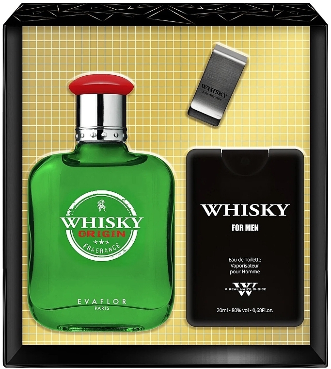 Evaflor Whisky Origin - Duftset (Eau de Toilette 100ml + Eau de Toilette 20ml + Geldscheinklammer)  — Bild N1