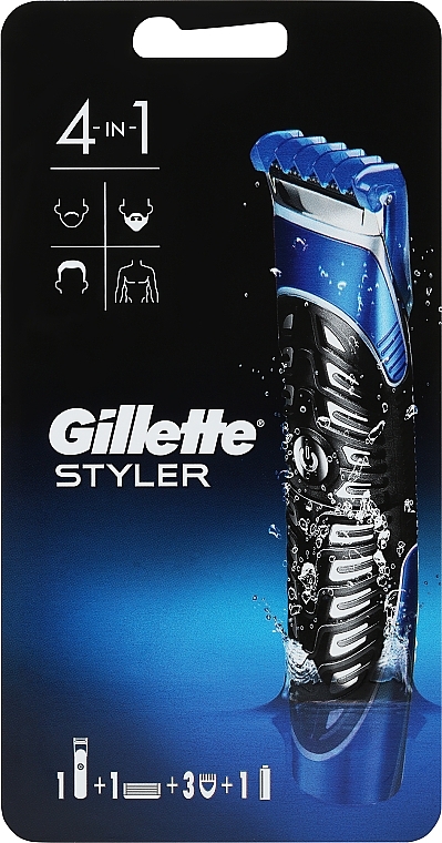 Barttrimmer-Set - Gillette Fusion ProGlide Styler (Elektrischer Rasierer/1St. + Rasierklingen/1St. + Aufsätze/3St.)