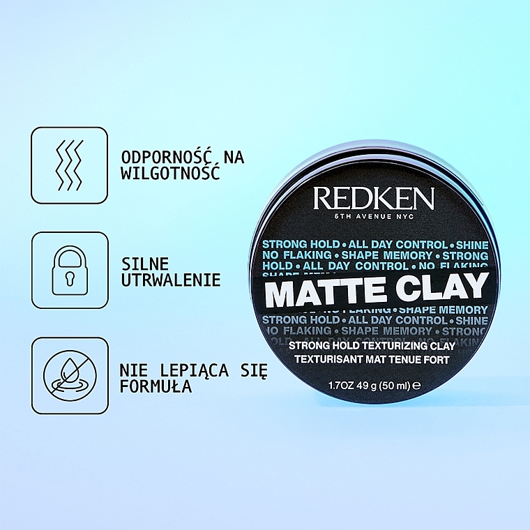 Modellierende Paste starke Fixierung - Redken Rough Clay Matte Texturizer 20 — Bild N3