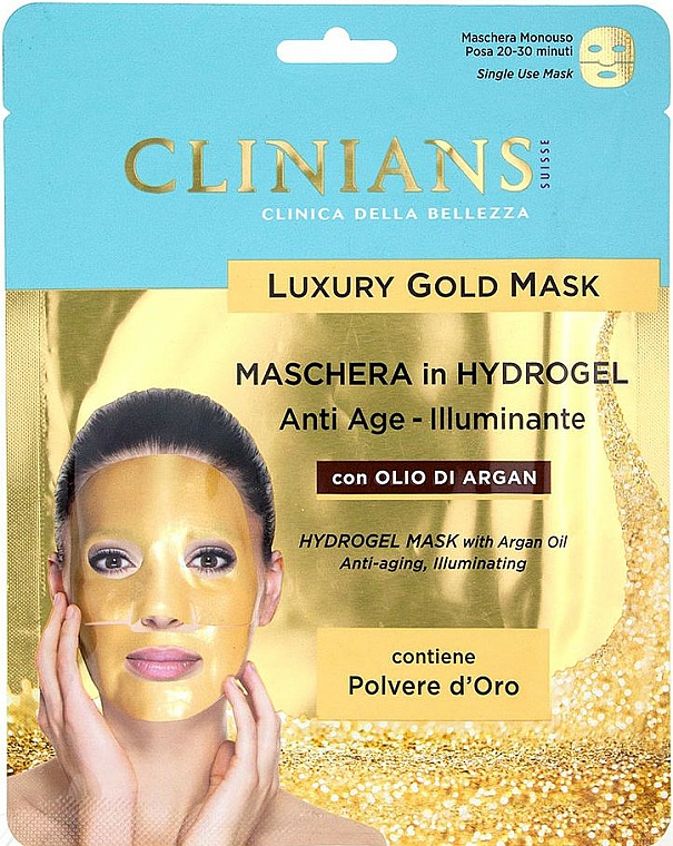 Anti-Aging Gesichtsmaske mit Arganöl - Clinians Hydrogel Mask With Argan Oil And Golden Powder — Bild N1
