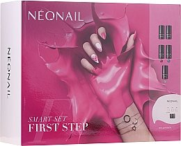 Nagelpflegeset - NeoNail First Step Smart Set (LED Lampe + Nagelüberlack 3ml + Nagelunterlack 3ml + Hybrid-Nagellack 3x3ml + Nagellackentferner 50ml + Nagelfeile + Entfettungsprodukt zum Entfernen klebriger Schicht 50ml) — Bild N1