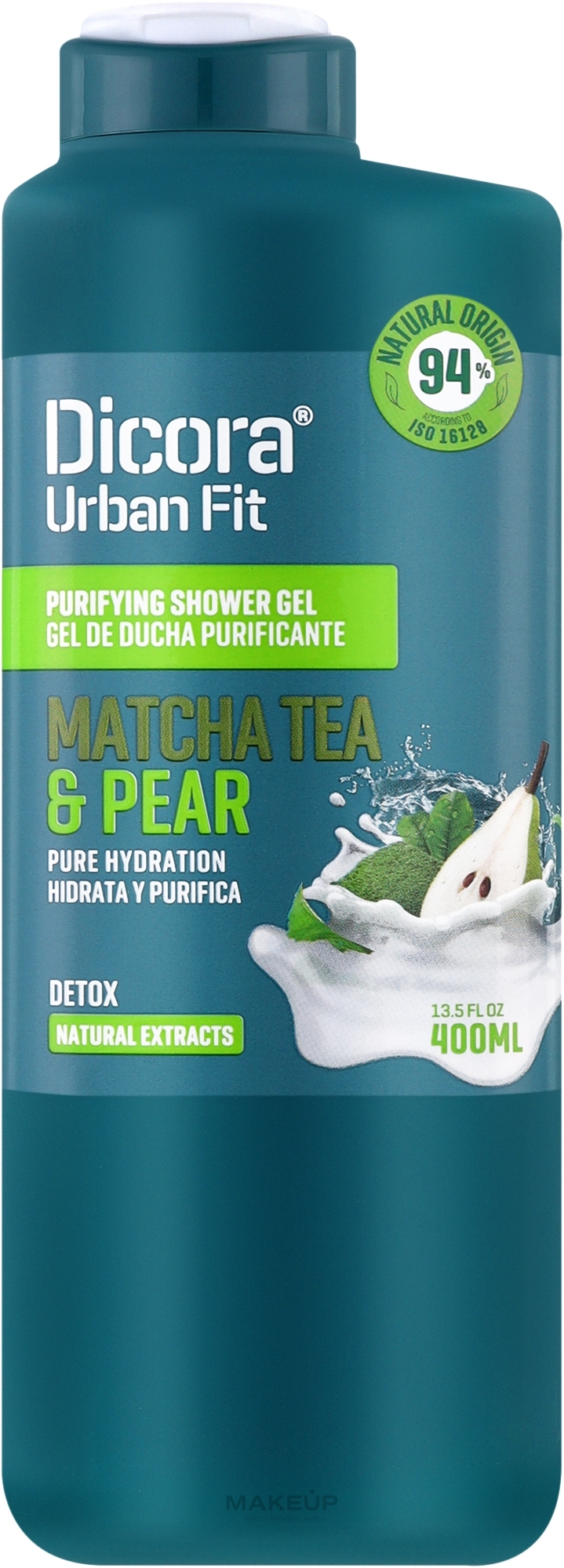 Duschgel Matcha-Tee und Birne - Dicora Urban Fit Purifying Shower Gel Detox Matcha Tea & Pear — Bild 400 ml