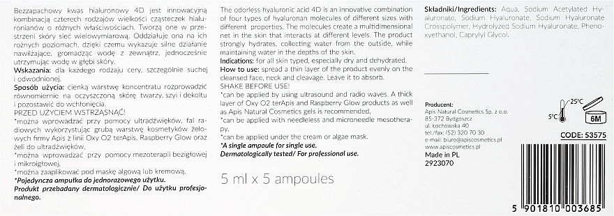 Gesichtsampullen mit Hyaluron 4D - APIS Professional 4D Hyaluron Concentrate Ampule — Bild N3