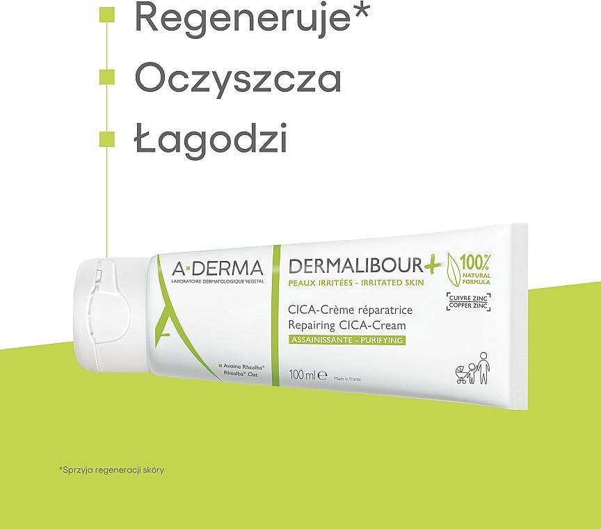 Regenerierende und beruhigende Körpercreme für gereizte Haut - A-Derma Dermalibour + Repairing CICA-Cream — Bild N4