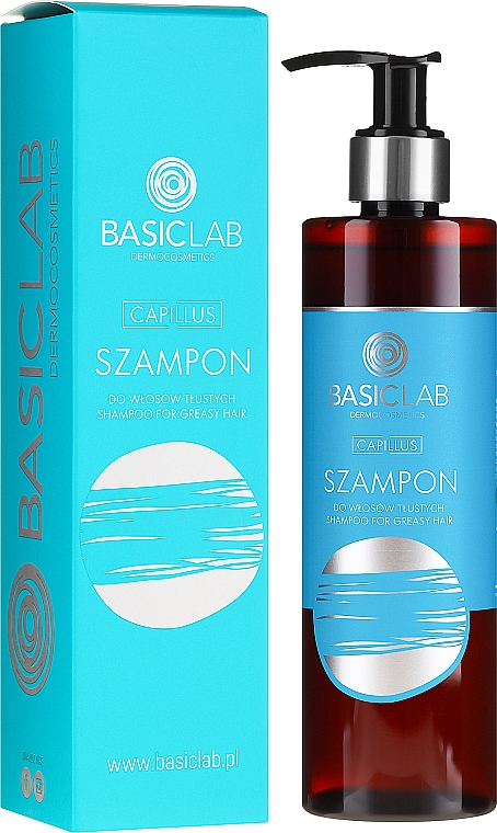 Feuchtigkeitsspendendes Shampoo mit Zeder, Efeu und Ringelblume - BasicLab Dermocosmetics Capillus Shampoo For Greasy Hair — Bild N1