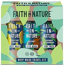 Körperpflegeset - Faith In Nature Body Wash Travel Set (Duschgel 3x100ml) — Bild N1