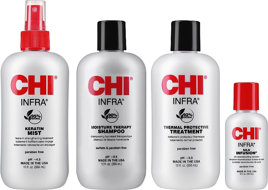 Haarpflegeset - CHI Stylist Kit (Shampoo 355ml + Conditioner 355ml + Mist 355ml + Flüssigseide 59ml)  — Bild N3