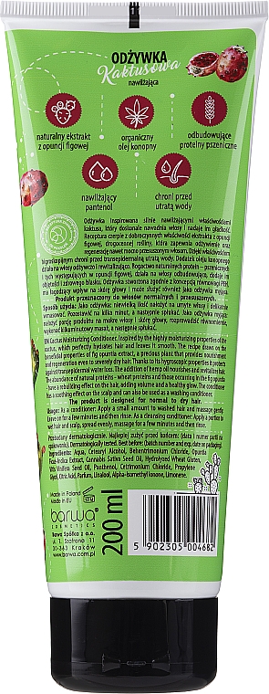 Feuchtigkeitsspendende, regenerierende Haarspülung mit Kaktus-Extrakt - Barwa Natural Conditioner Tube — Bild N2