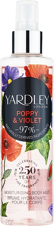 Yardley Poppy & Violet - Feuchtigkeitsspendender parfümierter Körpernebel — Bild N1