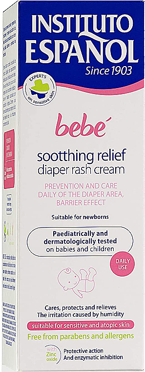 Windelcreme gegen Rötungen und Reizungen für empfindliche und atopische Babyhaut - Instituto Espanol Bebe Sootthing Relief Diaper Rash Cream — Bild N1