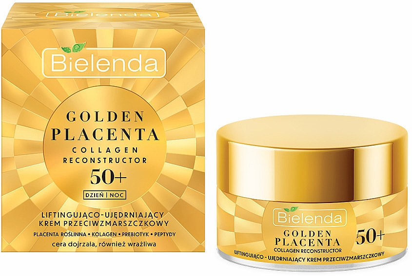 Anti-Aging-Gesichtscreme mit Kollagen und Präbiotika 50+ - Bielenda Golden Placenta Collagen Reconstructor — Bild N1