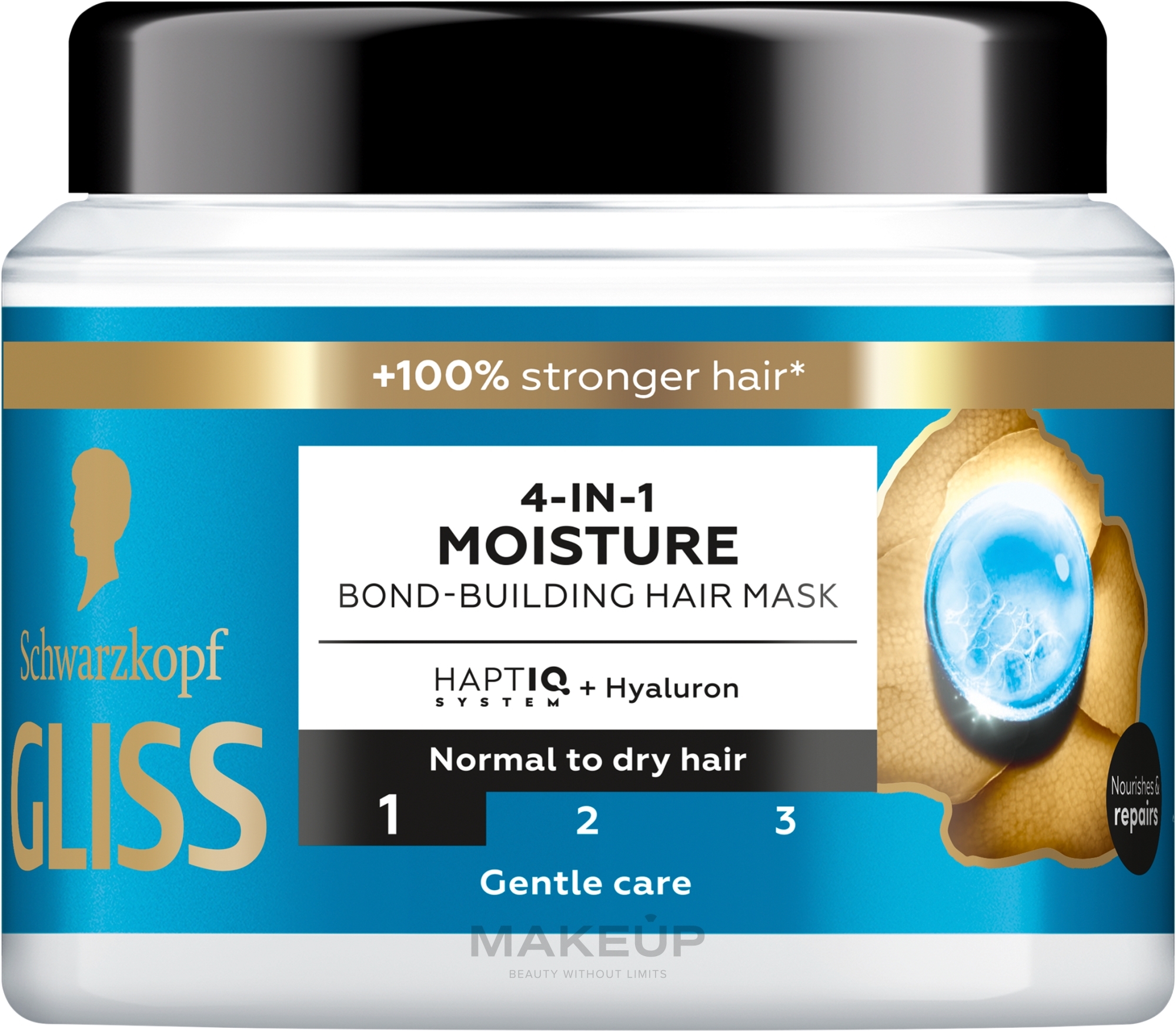 4in1 Feuchtigkeitsmaske für strapaziertes und trockenes Haar - Gliss Aqua Revive 4-in-1 Moisture Bond-Building Hair Mask — Bild 400 ml