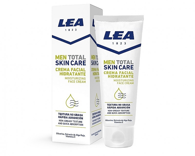 Feuchtigkeitsspendende Gesichtscreme mit Rotalgenextrakt, Glicerin und Vitamin E - Lea Men Total Skin Care Moisturizing Face Cream — Bild N1