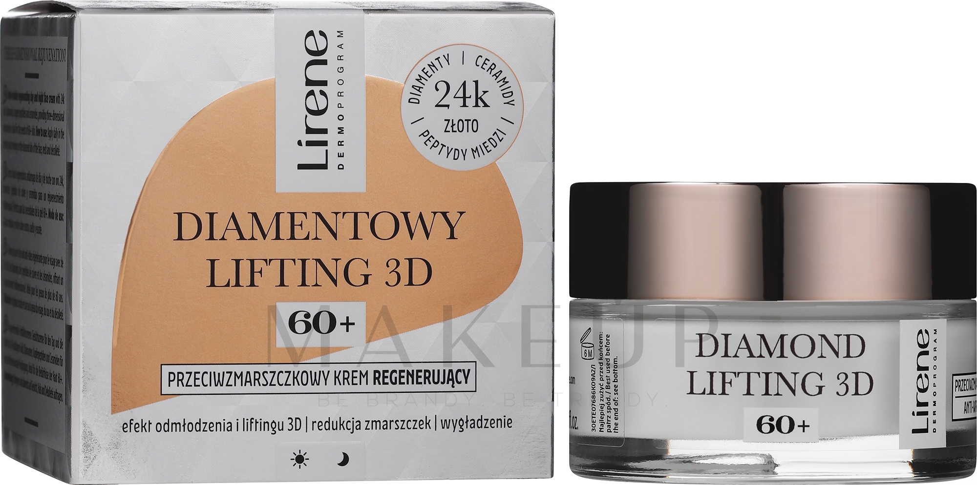 Stärkende Creme gegen Falten - Lirene Diamentowy Lifting 3D Cream 60+ — Bild 50 ml