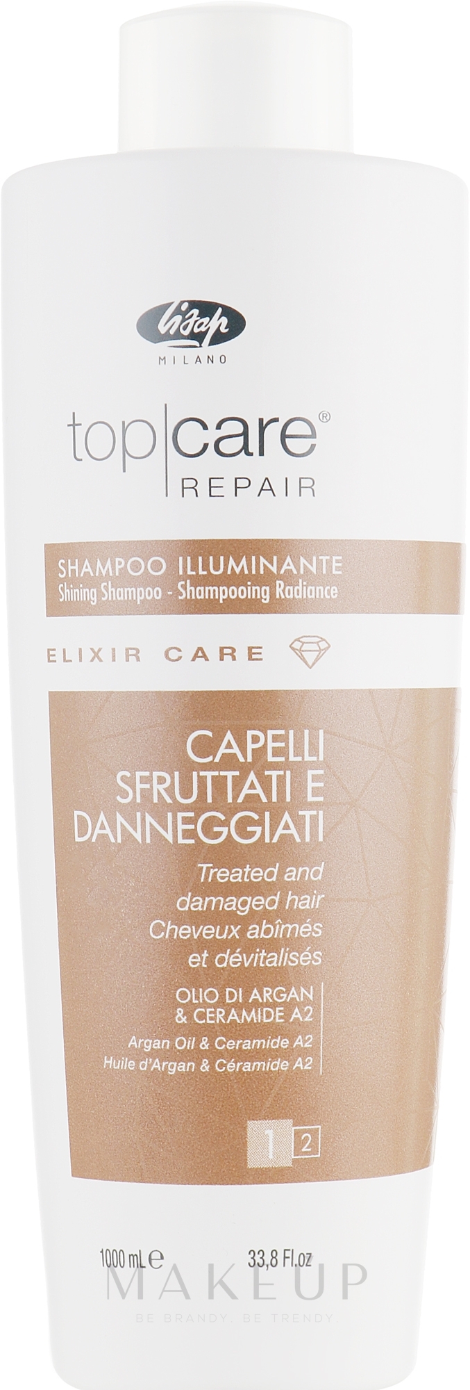 Shampoo für mehr Glanz mit Arganöl und Ceramiden - Lisap Top Care Repair Elixir Care Shining Shampoo — Bild 1000 ml