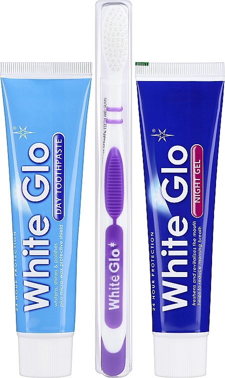 Set - White Glo Night & Day Toothpaste (Zahnpasta 65ml + Zahngel 65ml + Zahnbürste) — Bild N2