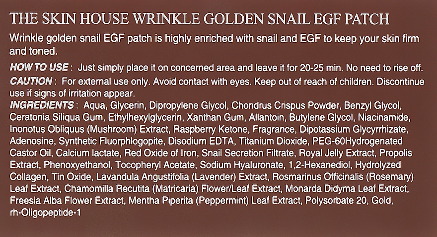 Hydrogel Augenpatches mit Goldpartikeln und Schneckenmucin - The Skin House Wrinkle Golden Snail EGF Patch — Bild N3