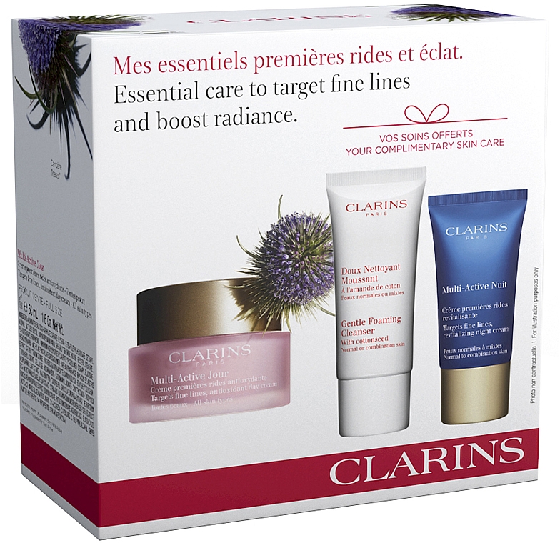 Gesichtspflegeset - Clarins Multi Active (Tagescreme 50ml + Nachtcreme 15ml + Gesichtsreinigungsschaum 30ml) — Bild N1