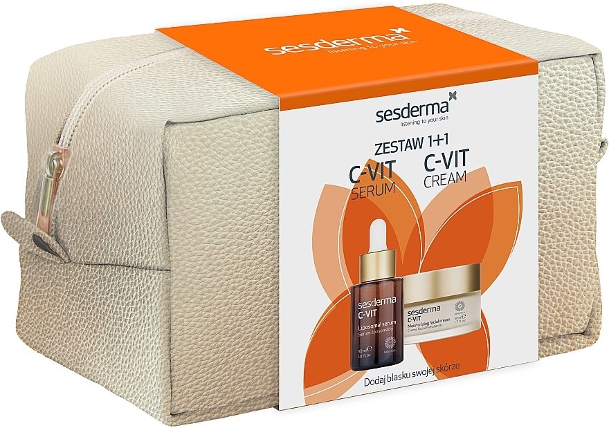 Gesichtspflegeset - SesDerma Laboratories C-Vit (Gesichtscreme 50ml + Gesichtsserum 30ml + Kosmetiktasche 1 St.) — Bild N1