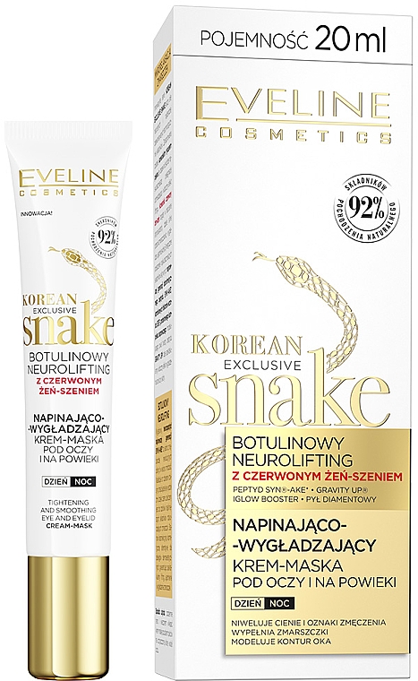 Creme-Maske für die Augenpartie - Eveline Cosmetics Korean Exclusive Snake Tightening and Smoothing Cream-Mask With Red Ginseng