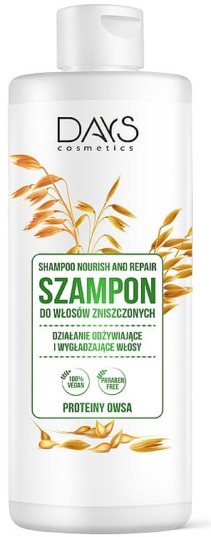 Shampoo für strapaziertes Haar mit Haferproteinen - Days Cosmetics Shampoo Nourish And Repair — Bild N1
