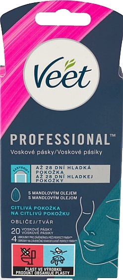 Wachsstreifen zur Gesichtsdepilation mit Mandelöl - Veet Facial Wax Strips Sensitive Skin  — Bild N1