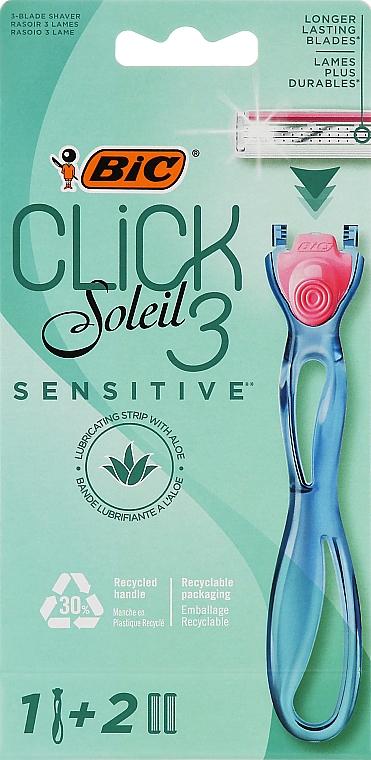 Damenrasierer mit 2 Ersatzklingen - Bic Click 3 Soleil Sensitive — Bild N1