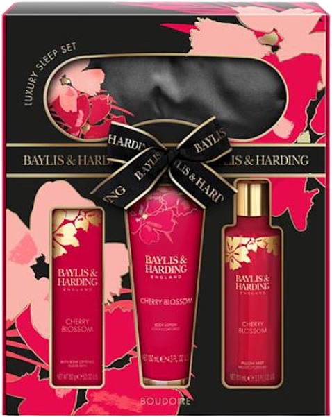 Set - Baylis & Harding Boudoire Cherry Blossom Luxury Beauty Sleep Gift Set (spray/100ml + b/lot/130ml + crystal/150g + acc/1pc) — Bild N1
