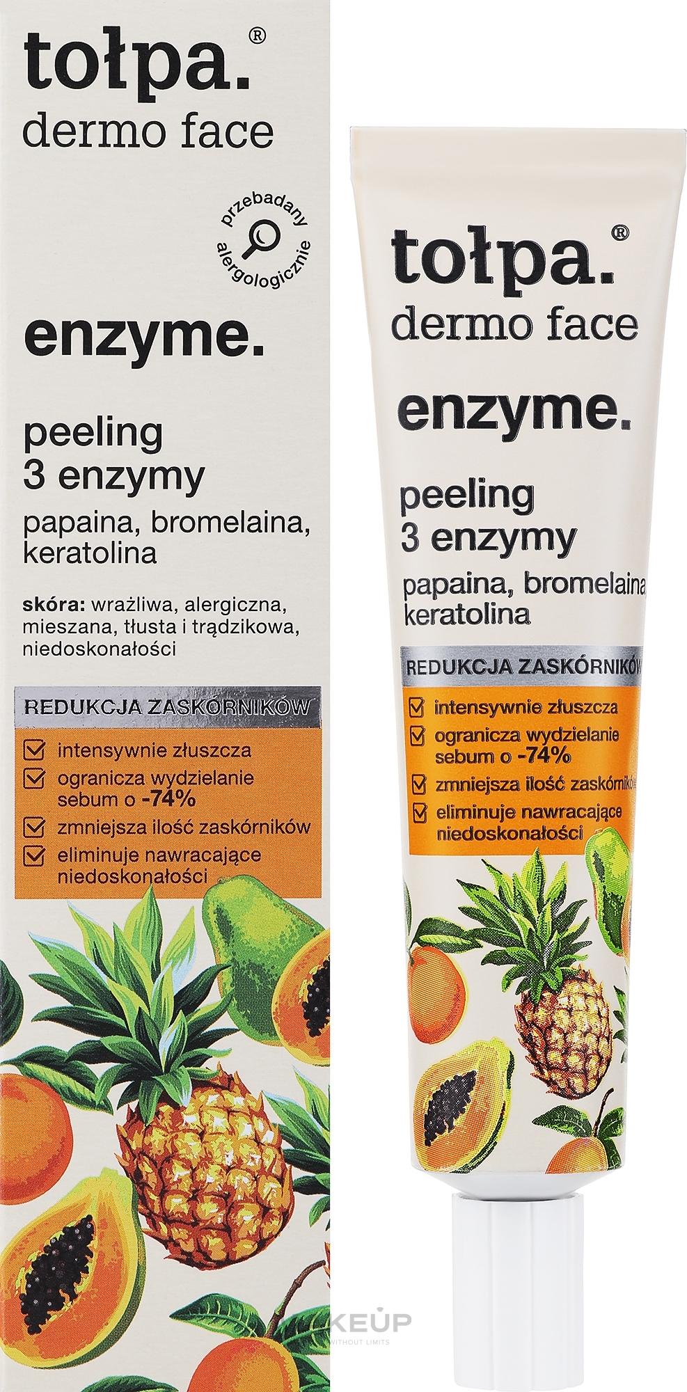 Reinigendes Gesichtspeeling mit Papaya-, Bromelain- und Keratinase-Enzymen - Tolpa Dermo Face Sebio Cleansing Mask-Peeling — Bild 40 ml