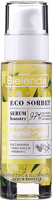 Feuchtigkeitsspendender und aufhellender Serum-Booster für das Gesicht mit Ananassaft, 3,5% AHA-Säure und Vitamin C - Bielenda Eco Sorbet Pineapple Acids Aha 3,5% Witamina C Face Serum — Bild N2