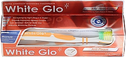 Düfte, Parfümerie und Kosmetik Set - White Glo Anti-Plaque (Zahnpasta 100ml + Zahnbürste weiß-gelb 1 St. + Zahnseide 1 St.)