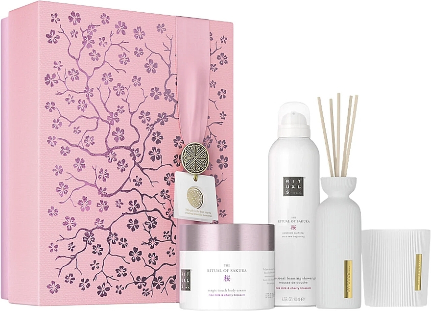 Pflegeset für Männer - Rituals The Ritual Of Sakura Set 2024 (sh/gel/200ml+diffuser/70ml+b/cr/200ml+candle/140g) — Bild N1