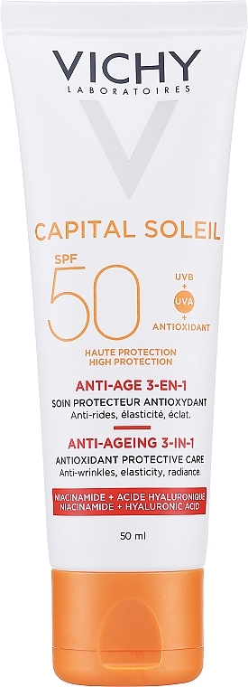 3in1 Anti-Aging Sonnenschutzcreme für das Gesicht mit Antioxidantien SPF 50 - Vichy Ideal Soleil Anti-Agening Care SPF50 — Bild N1