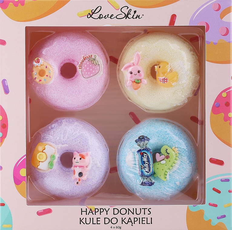 Badebomben-Set - Love Skin Happy Donuts (Badebomben 4x60g)  — Bild N3