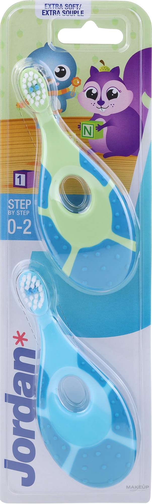 Kinderzahnbürste 0-2 Jahre blau + grün-blau 2 St. - Jordan Step By Step Soft & Gentle — Bild 2 St.