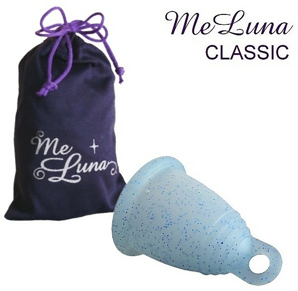 Menstruationstasse Größe M blaue Pailletten - MeLuna Classic Menstrual Cup Ring — Bild N1