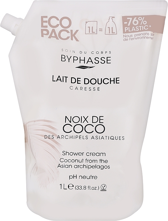 Duschcreme mit Kokosnuss - Byphasse Caresse Shower Cream (Doypack)  — Bild N1