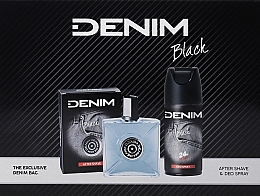 Düfte, Parfümerie und Kosmetik Denim Black - Duftset (After Shave/100 ml + Deo Spray/150 ml + Kosmetiktasche)