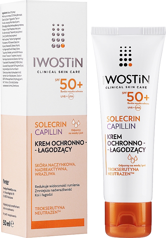 Sonnenschutzcreme für hyperaktive und Kapillarhaut SPF 50 - Iwostin Solecrin Capillin Cream SPF 50 — Bild N2