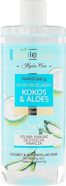 3in1 Feuchtigkeitsspendendes Mizellenwasser mit Kokosnuss und Aloe - Bielenda Hydra Care Kokos & Aloes — Bild N1