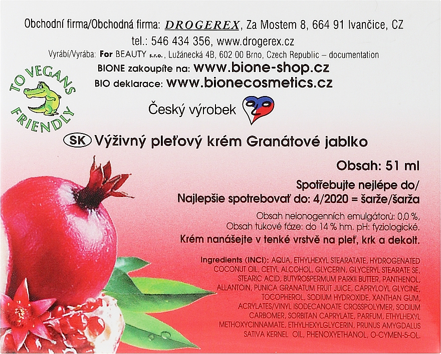 Nährende Gesichtscreme mit Granatapfelextrakt - Bione Cosmetics Pomegranate Nourishing Multi-Active Cream With Antioxidants — Bild N3