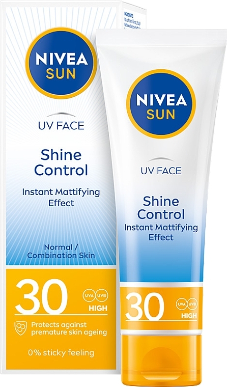 Sonnenschutzcreme für das Gesicht mit Matteffekt - Nivea Sun UV Face Shine Control Mattifying Effect SPF 30 — Bild N1