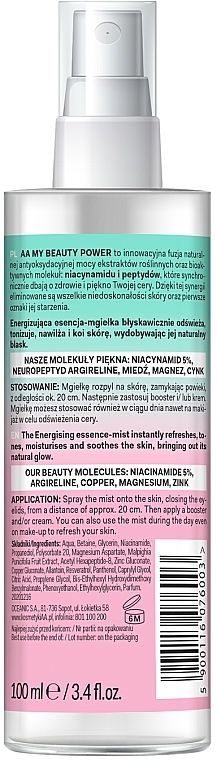 Energetisierender Essenz-Nebel für das Gesicht mit Niacinamid und Peptiden - AA My Beauty Power Niacynamid 2,5% Energizing Essence-Mist — Bild N2