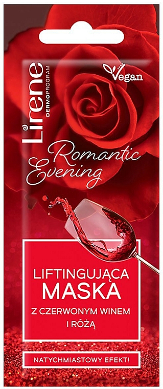 Lifting-Maske für das Gesicht mit Rotwein und Rosenextrakt - Lirene Romantic Evening Lifting Mask — Bild N1