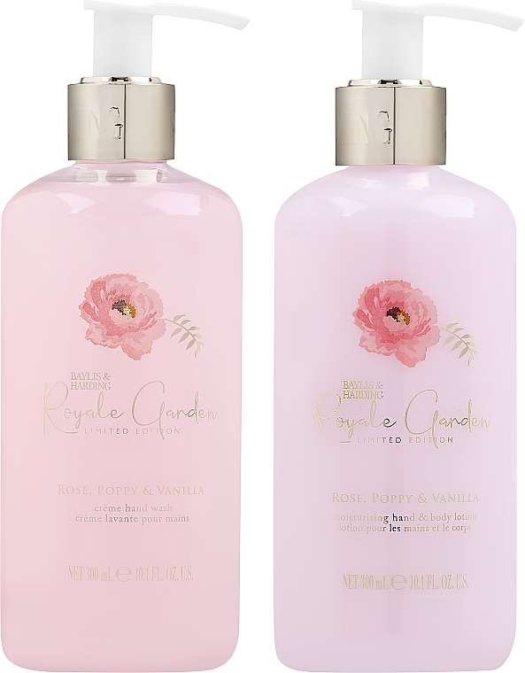 Set - Baylis & Harding Royale Garden Rose, Poppy & Vanilla Luxury Hand Care Gift Set (h/soap/300ml + b/h/lot/300ml) — Bild N2