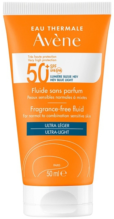 Sonnenschutzfluid für das Gesicht ohne Geruch - Avene Eau Thermale Fragrance-Free Fluid SPF 50+ — Bild N1