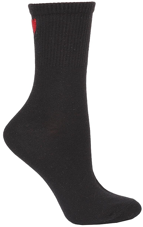 Lange Damensocken 1 Paar schwarz mit Herz - Moraj — Bild N1