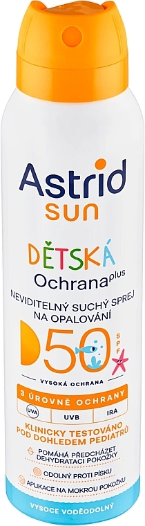 Trockenes Sonnenschutzspray - Astrid Sun Kids SPF 50 Invisible Dry Spray  — Bild N1