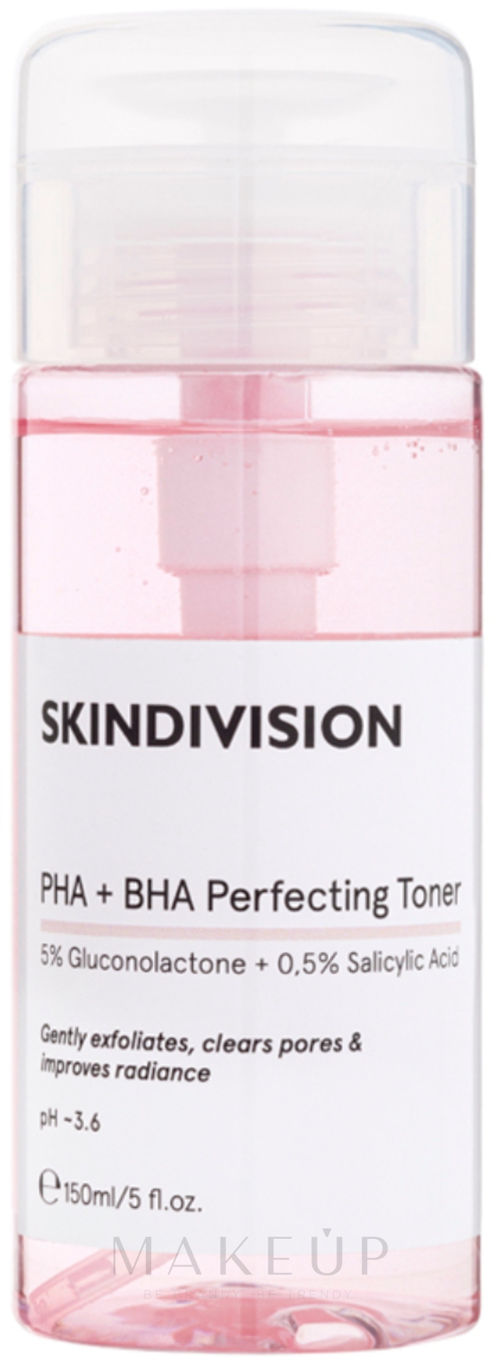 Exfolierendes und porenreinigendes Gesichtstonikum mit 5% Gluconolacton und 0,5% Salizylsäure für ebenmäßigen Teint - SkinDivision PHA + BHA Perfecting Toner — Foto 150 ml