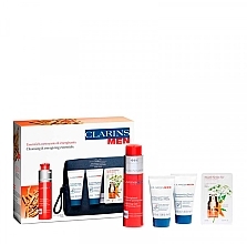 Düfte, Parfümerie und Kosmetik Set - Clarins Men Cleansing & Energizing Essentials Set (f/gel/50ml + f/wash/30ml + shm/30ml + eye/ser/0.9ml + bag/1pcs)